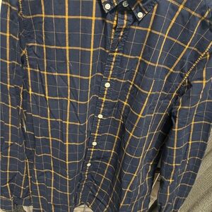 GAP Men's Blue and Yellow Plaid Shirt